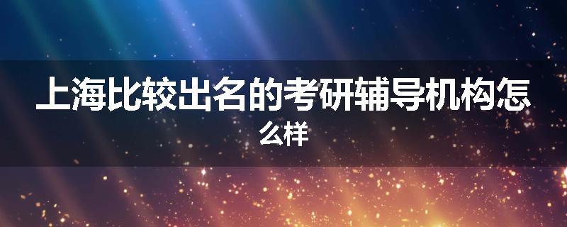 上海比较出名的考研辅导机构怎么样