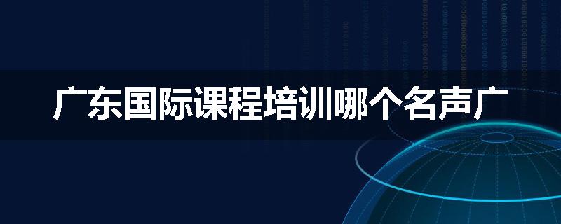 广东国际课程培训哪个名声广