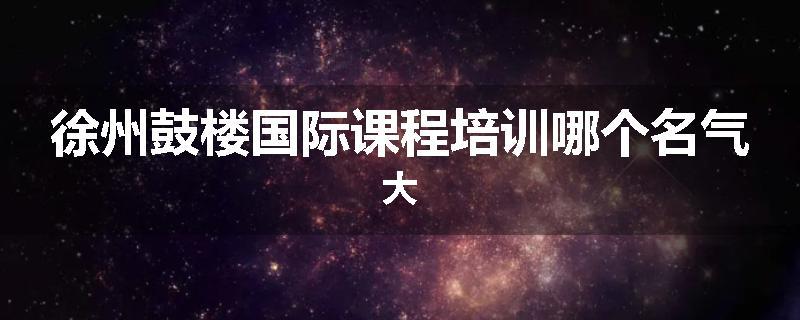 徐州鼓楼国际课程培训哪个名气大