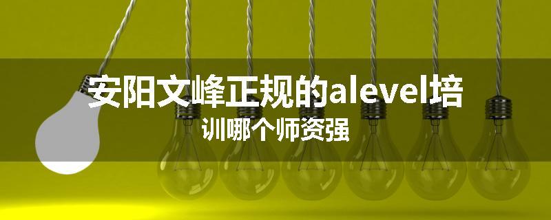 安阳文峰正规的alevel培训哪个师资强