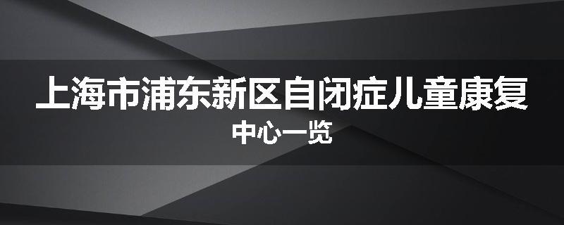 上海市浦东新区自闭症儿童康复中心一览