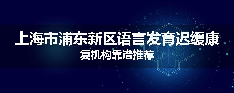 上海市浦东新区语言发育迟缓康复机构靠谱推荐