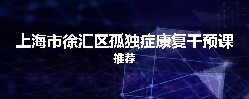 上海市徐汇区孤独症康复干预课推荐