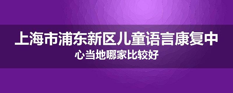 上海市浦东新区儿童语言康复中心当地哪家比较好
