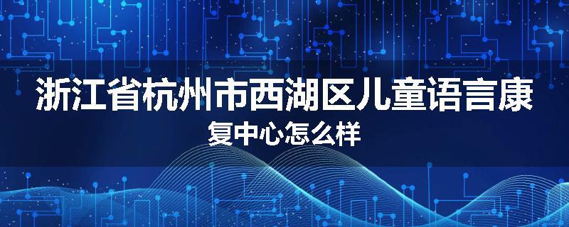 浙江省杭州市西湖区儿童语言康复中心怎么样