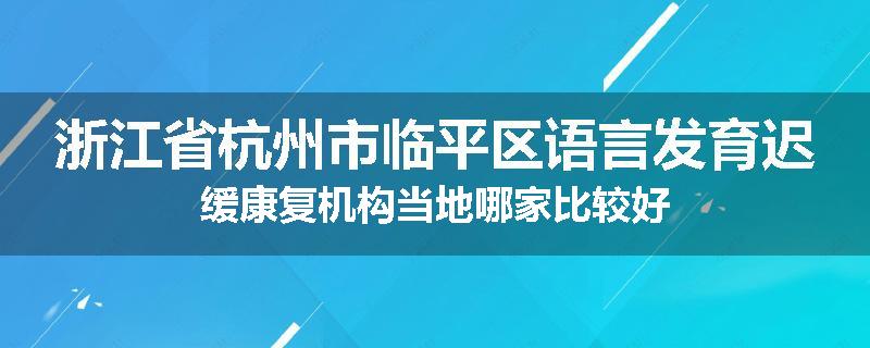 浙江省杭州市临平区语言发育迟缓康复机构当地哪家比较好