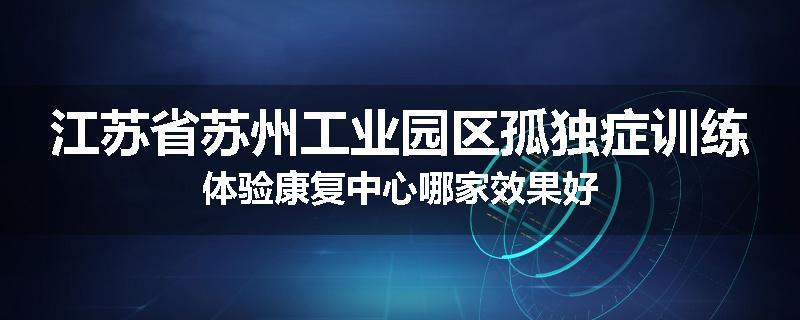 江苏省苏州工业园区孤独症训练体验康复中心哪家效果好