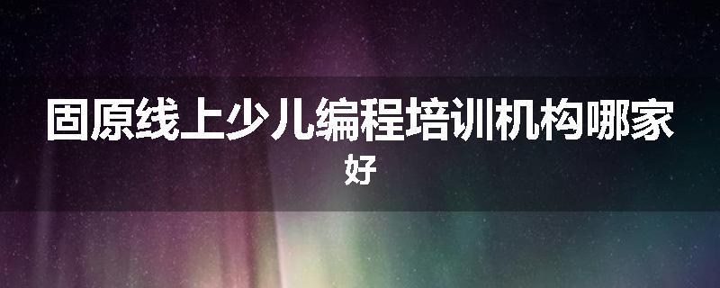 固原线上少儿编程培训机构哪家好