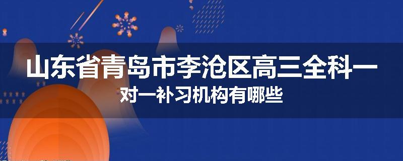 山东省青岛市李沧区高三全科一对一补习机构有哪些