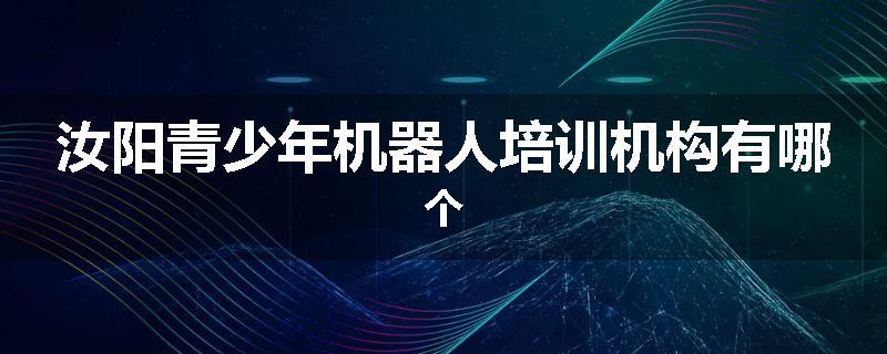 汝阳青少年机器人培训机构有哪个