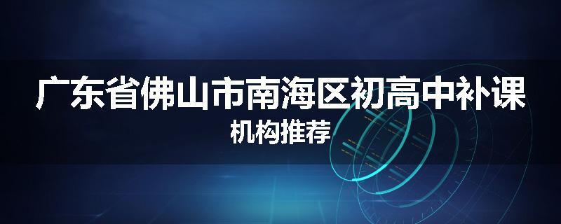 广东省佛山市南海区初高中补课机构推荐