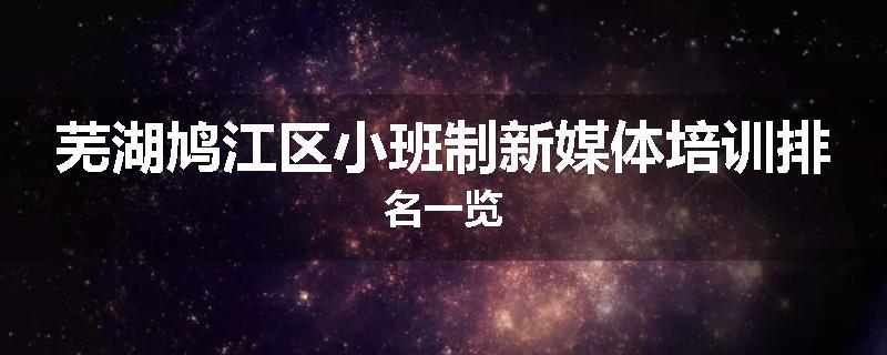 芜湖鸠江区小班制新媒体培训排名一览