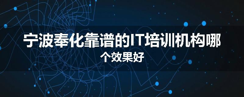 宁波奉化靠谱的IT培训机构哪个效果好