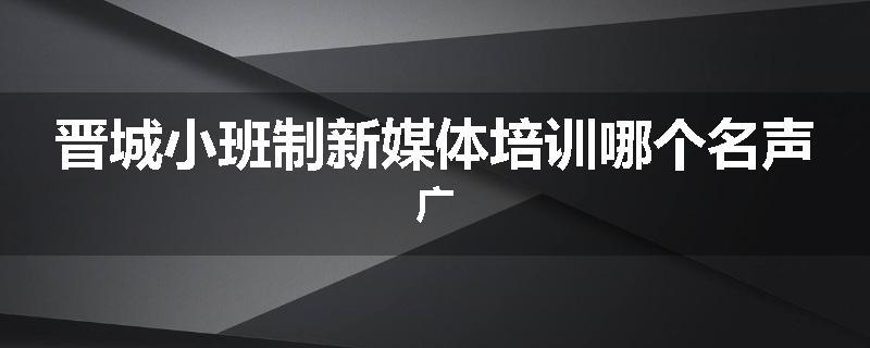 晋城小班制新媒体培训哪个名声广