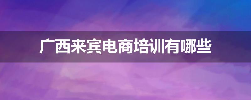 广西来宾电商培训有哪些