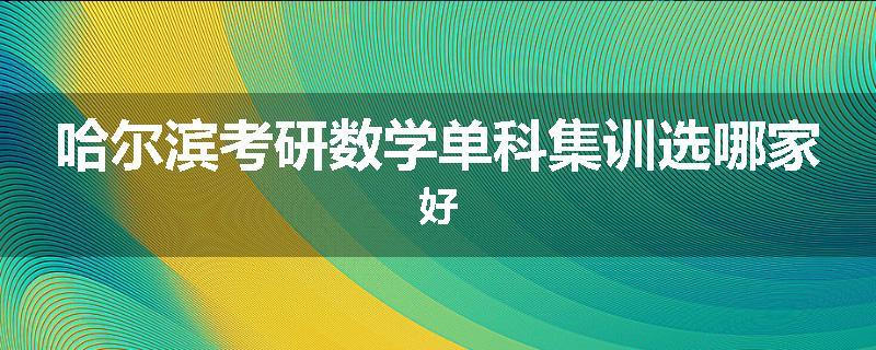 哈尔滨考研数学单科集训选哪家好