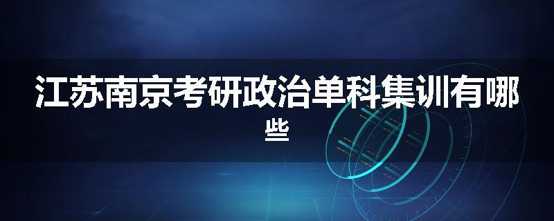 江苏南京考研政治单科集训有哪些