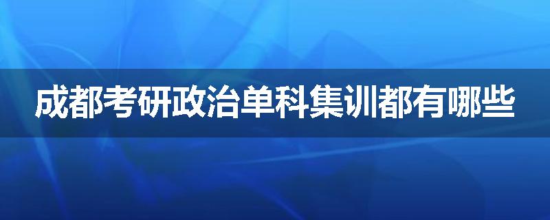 成都考研政治单科集训都有哪些
