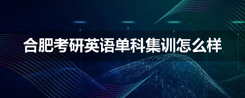 合肥考研英语单科集训怎么样