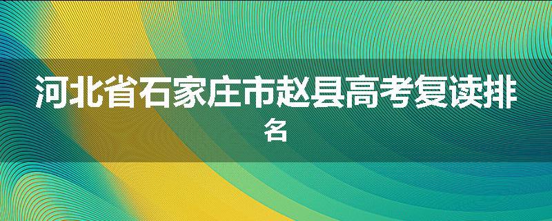 河北省石家庄市赵县高考复读排名