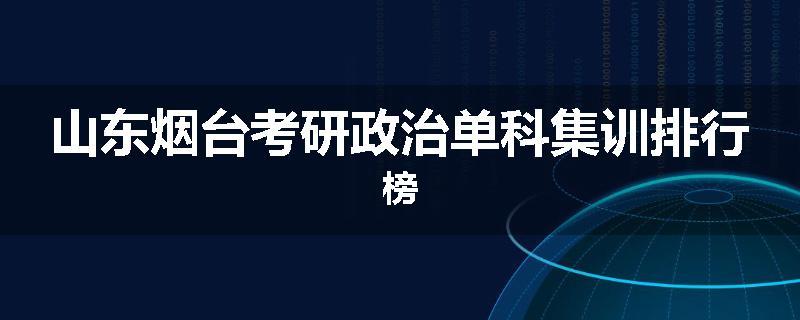 山东烟台考研政治单科集训排行榜