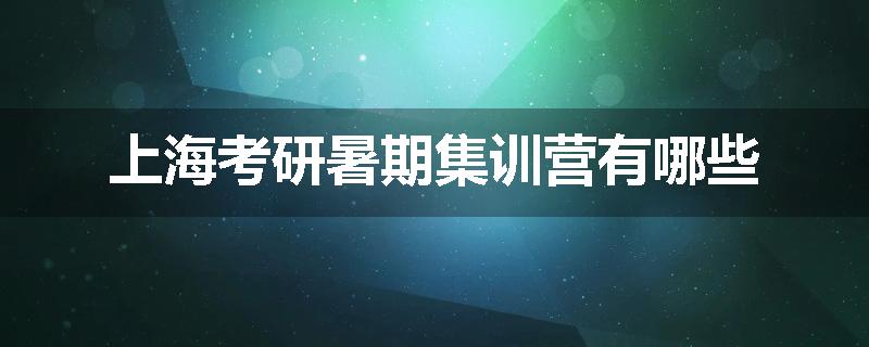 上海考研暑期集训营有哪些