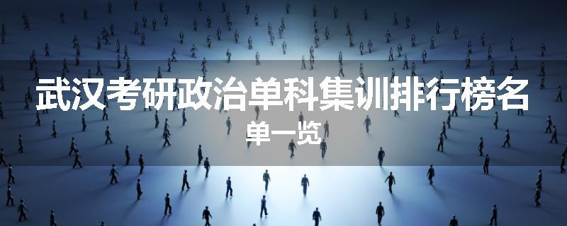 武汉考研政治单科集训排行榜名单一览