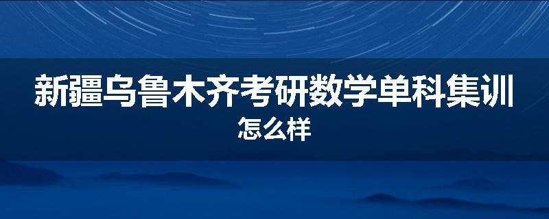 新疆乌鲁木齐考研数学单科集训怎么样