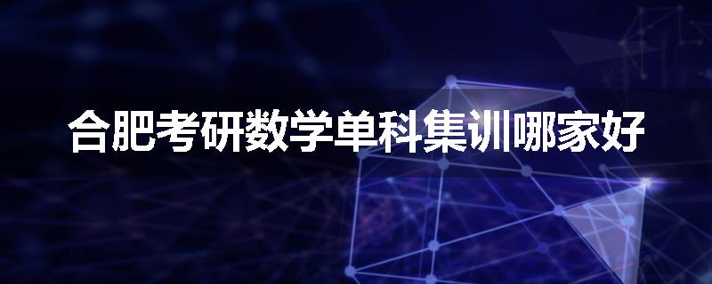 合肥考研数学单科集训哪家好