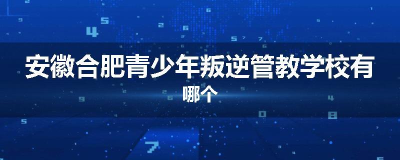 安徽合肥青少年叛逆管教学校有哪个