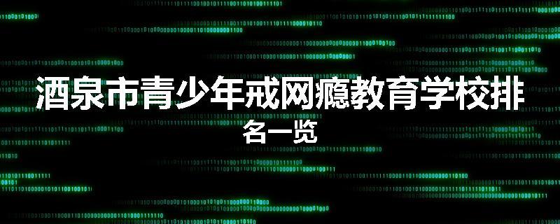 酒泉市青少年戒网瘾教育学校排名一览