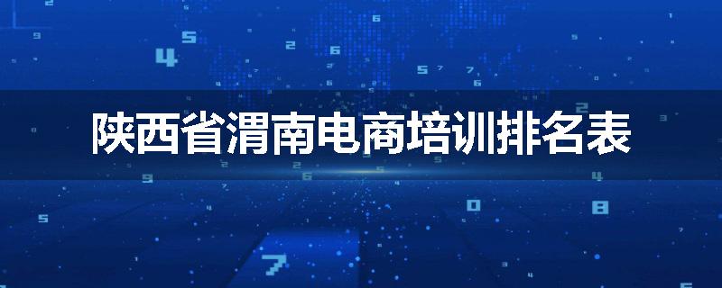 陕西省渭南电商培训排名表