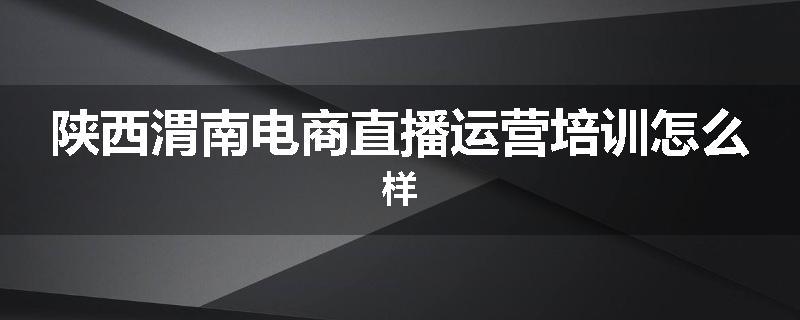 陕西渭南电商直播运营培训怎么样