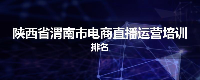 陕西省渭南市电商直播运营培训排名