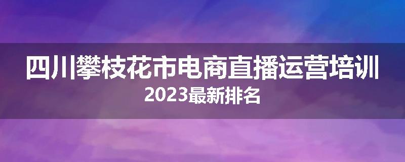 四川攀枝花市电商直播运营培训2023最新排名
