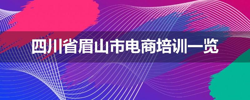四川省眉山市电商培训一览