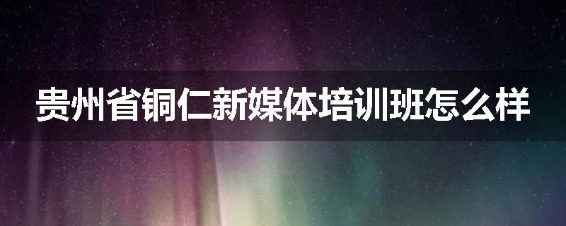 贵州省铜仁新媒体培训班怎么样
