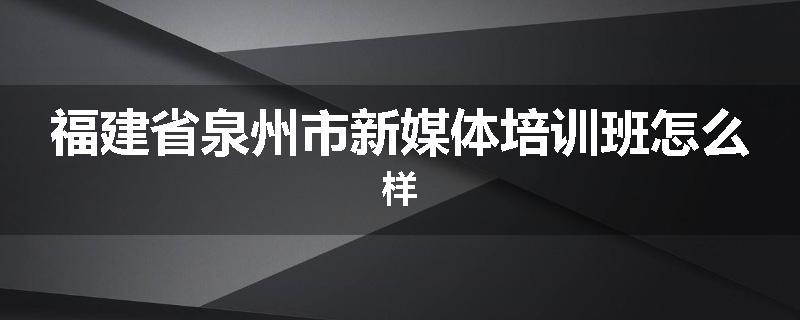 福建省泉州市新媒体培训班怎么样