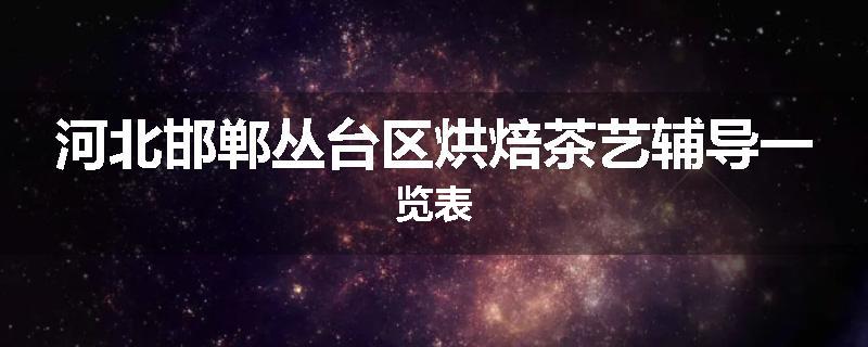 河北邯郸丛台区烘焙茶艺辅导一览表