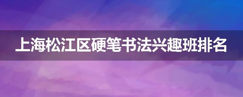 上海松江区硬笔书法兴趣班排名