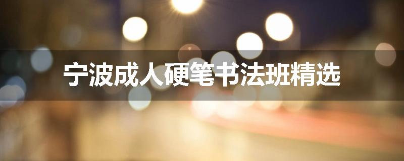 宁波成人硬笔书法班精选