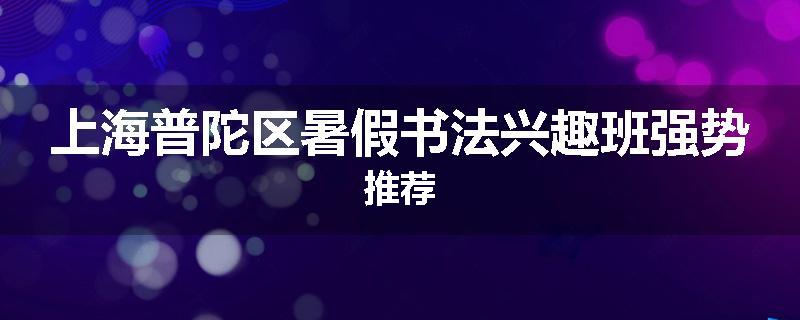 上海普陀区暑假书法兴趣班强势推荐