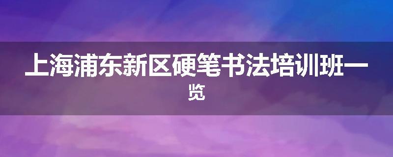 上海浦东新区硬笔书法培训班一览