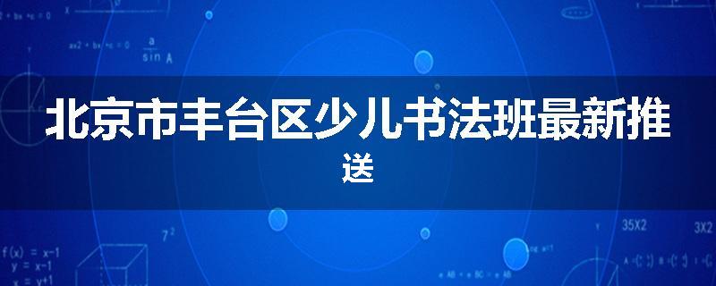 北京市丰台区少儿书法班最新推送