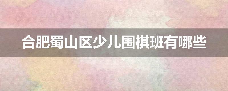 合肥蜀山区少儿围棋班有哪些