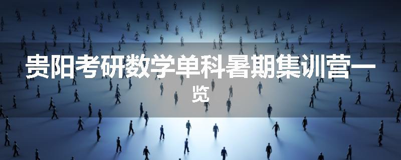 贵阳考研数学单科暑期集训营一览