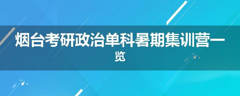 烟台考研政治单科暑期集训营一览