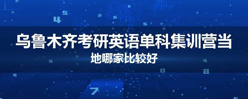 乌鲁木齐考研英语单科集训营当地哪家比较好