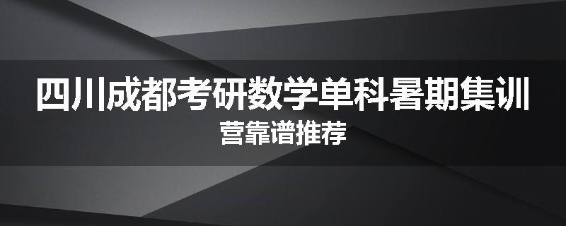 四川成都考研数学单科暑期集训营靠谱推荐