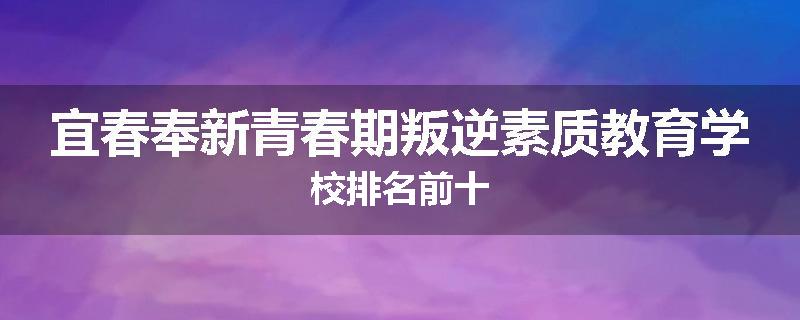 宜春奉新青春期叛逆素质教育学校排名前十
